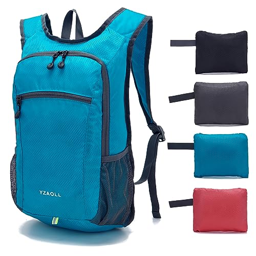 YZAOLL Small Hiking Backpack 15L Lightweight Packable Outdoor Hiking Daypacks for Women Men Travel Camping,SkyBlue