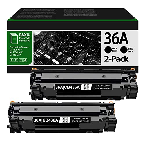 36A Black Toner Cartridge CB436A (2Pack) Compatible 36A CB436A Toner Cartridge Replacement for GO HP 36A | CB436A for M1522n M1523nf M1120 MFP P1505 P1505n Printer