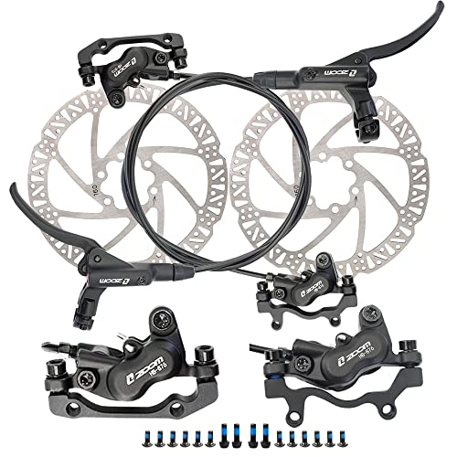 JFOYH 4-Piston Pre-Bled Hydraulic Disc Brake Set for Mountain Bike, Bike Disc Brake Kit with 160mm Rotors, Front and Rear Levers(PM Adapter Included) - Left-Front&Right-Rear