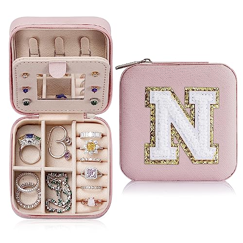 Parima Back to School Jewelry Case, School Supplies for Teen Girls Jewelry Box | High School Travel Accessories for Girls | School Travel Essentials Small Jewelry Box | Travel Jewelry Case-Pink