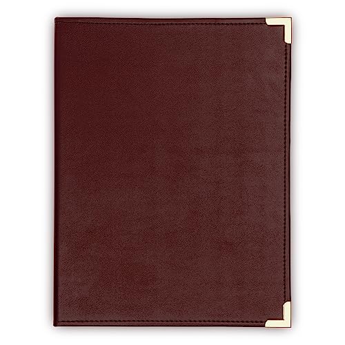 Samsill Classic Business Padfolio, Executive Portfolio, Burgundy Faux Leather, Brass Corners, Resume Document Organizer, Holds 8.5 x 11” Writing Pad, Pen Loop