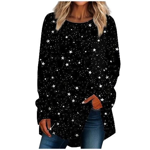 Crewneck Sweatshirts for Women Womens Tunic Tops To Wear with Leggings Tube Tops for Women Womens Tops Dressy Casual Loose Pullover O Neck Sweatshirts Printed Blouse Dressy Casual Tunic Tops