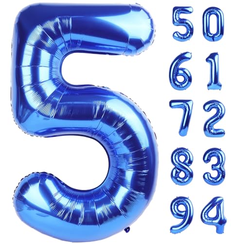 Navy Blue 5 Balloon, Number Balloon 40 Inch, Blue Party Supplies, 5th Birthday Balloon Decorations, 5 Number Balloons, Number 5 Balloon
