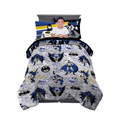 Franco Kids Bedding Super Soft Comforter and Sheet Set with Sham, 5 Piece Twin Size, Batman