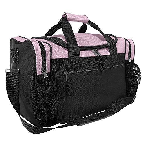 DALIX 17' Duffle Travel Bag with Front Mesh Pockets in Pink