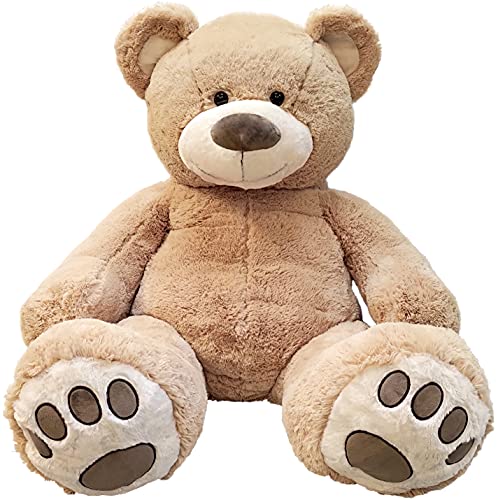 Anico 59' Tall (5 Feet) Giant Plush Light Brown Teddy Bear with Embroidered Paws and Smiling Face, Fits in 2XL Shirt!