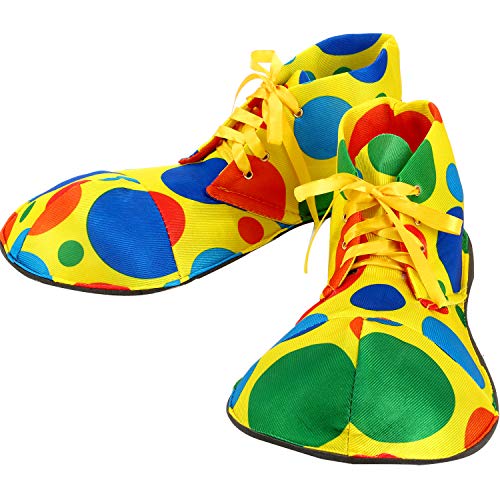 Unisex Clown Shoes Rainbow Halloween Costumes, Accessories, Props and Kits (Rainbow Dots, Large)