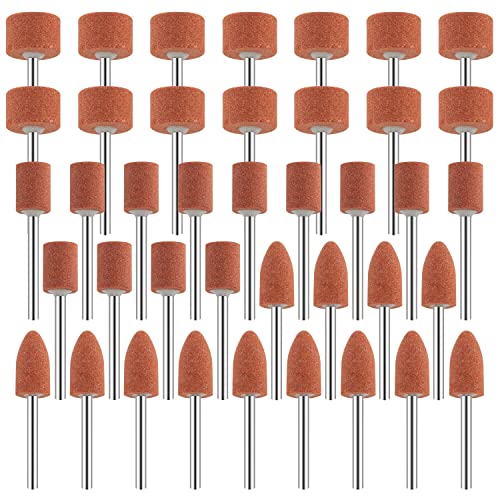 Sanding Bits for Dremel Rotary Tool, Grinding Stone Sanding Drill Bits with 1/8' Shank, Aluminium Oxide Tough Enough to Metal Rust Removal/Smoothing/Sharpening, Different Shape Meet More Needs, 42Pcs