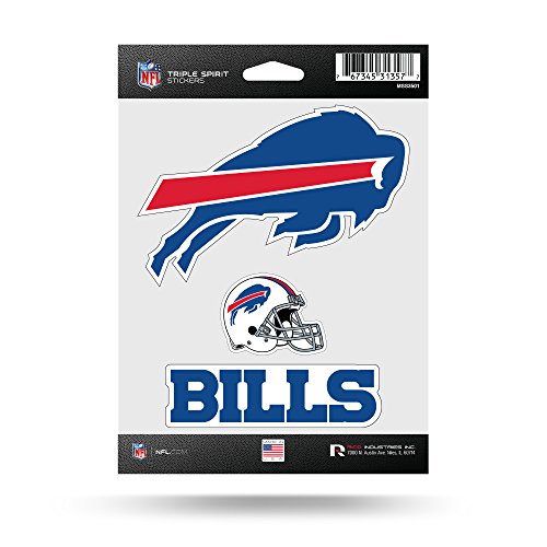 Rico Industries NFL Die Cut 3-Piece Triple Spirit Sticker Sheet, Buffalo Bills , 5 x 7-inches