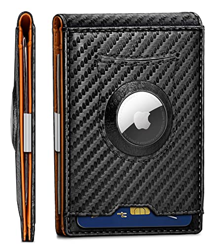 BULLIANT Men Wallet,Slim Leather Wallet RFID Blocken for Gift Men Standard & Airtag Use 11Cards