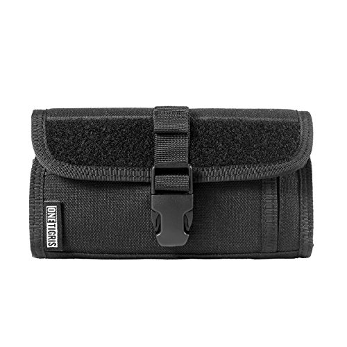 OneTigris Phone Pouch, Tactical Cell Phone Holster for 2.25' Belt with MOLLE Strap and Quick Release UTX-Duraflex Buckle,Waist Bag Zipper Mobile Phone Bag for 4.7 inch 5.5 inch 6.1 inch Phone (Black)