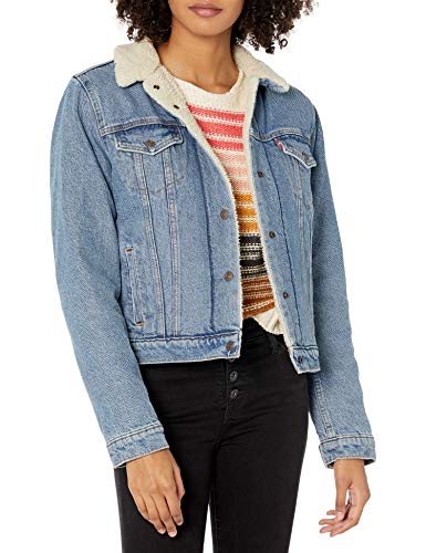 Levi's Women's Original Sherpa Trucker Jackets (Standard and Plus), Divided Blue, Large