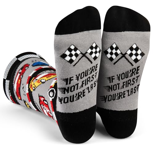 Lavley If You're Not First, You're Last - Funny Racing Socks Gift For Race Car Fans