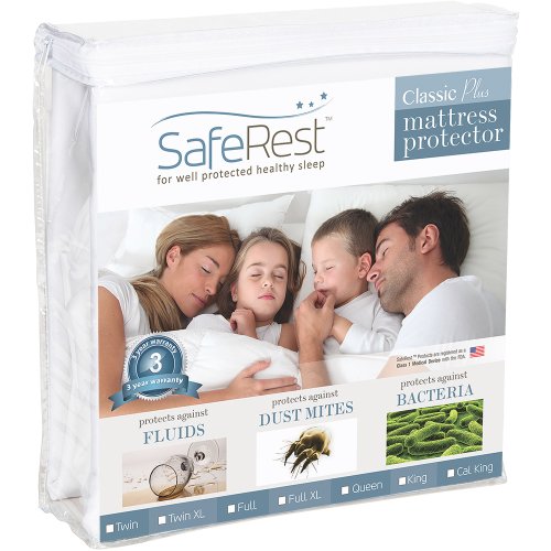 SafeRest Twin Extra Long (XL) Size Classic Plus 100% Waterproof Mattress Protector - Vinyl Free