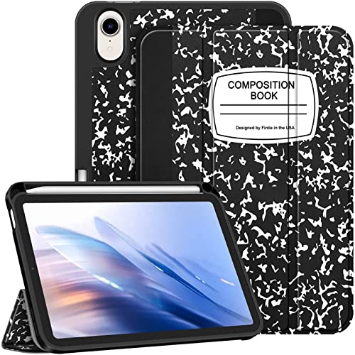 Fintie SlimShell Case for iPad Mini 6 2021 (8.3 Inch) - [Built-in Pencil Holder] Soft TPU Protective Stand Back Cover with Auto Wake/Sleep for iPad Mini 6th Generation, Composition Book