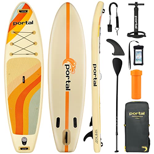 PORTAL SUP Inflatable Paddle Board for Adults, 10'6'' /11'6'' Stand Up Paddleboards, Non-Slip Deck Blow up Paddle Boards with Adjustable Paddle, Carry Bag, Emergency Repair Kit