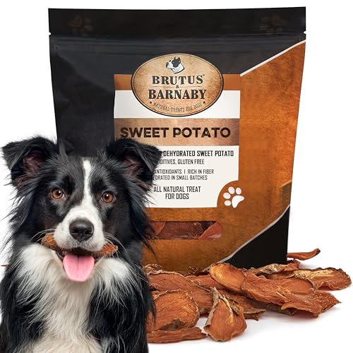 Sweet Potato Slices For Dogs - Single Ingredient Grain Free Dog Treats, Best High Anti-Oxidant Healthy 100% Natural Thick Cut Dried Sweet Potato Dog Treats With No Added Preservatives (14oz)
