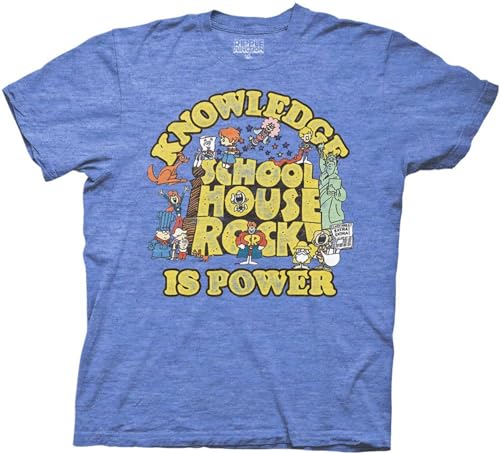 Ripple Junction Schoolhouse Rock Men's Short Sleeve T-Shirt Knowledge is Power Classic Retro Vintage Nostalgia HEA. Lt. Blue