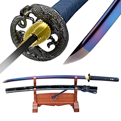 Samurai Sword - Hand-Forged Katana Sword Authentic, Anime Sword, Japanese Swords, Traditional Hardening Process Authentic Katana, Perfect for Display