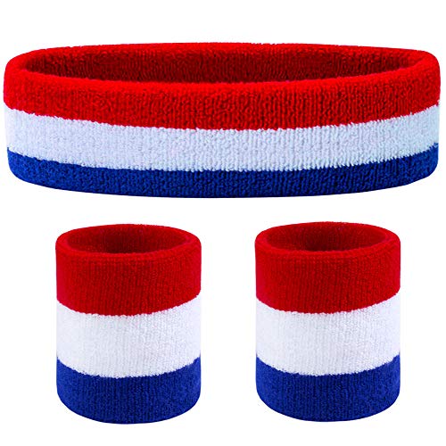 Favofit Headband/Wristbands for Women Men Girls Boys for Gym Workout & Yoga, 3 Piece Set, Super Comfy Sports Sweatbands for Football Baseball Basketball Soccer Tennis, Sweat Out of Your Eyes & Wrists