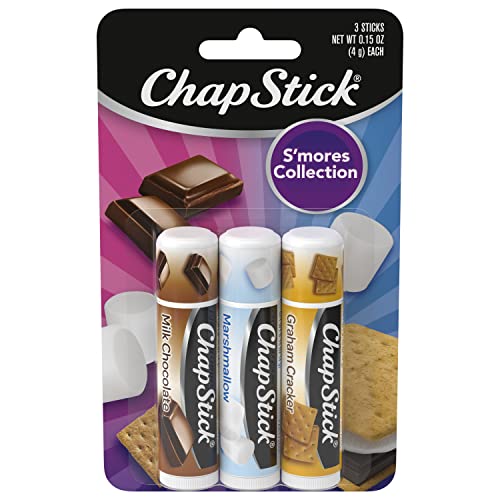 ChapStick S'mores Collection Graham Cracker, Marshmallow and Milk Chocolate Flavored Lip Balm Tubes Variety Pack, Lip Care - 0.15 Oz each ( 3 sticks)