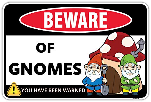 Venicor Gnome Sign Decor - 8 x 12 Inches - Aluminum - Funny Gnome Gifts for Women - Gnome Decorations for Home Stuff