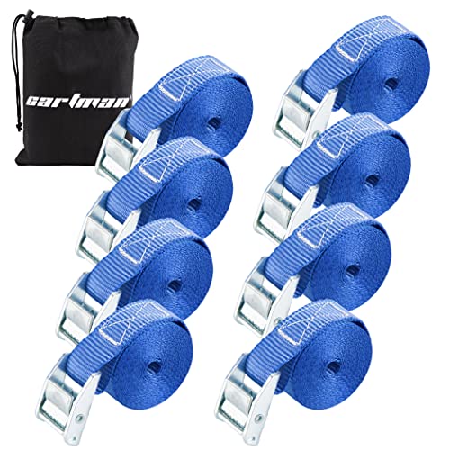 Cartman 1' x 12' Lashing Straps Cargo Tie-Down Strap Up to 600lbs, 8pk in Carry Bag, Blue
