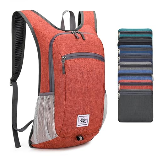 asUwish 12L Hiking Backpack Ultralight Lightweight Packable Hiking Backpacks Water Resistant Folding Daypack for Travel (Orange)