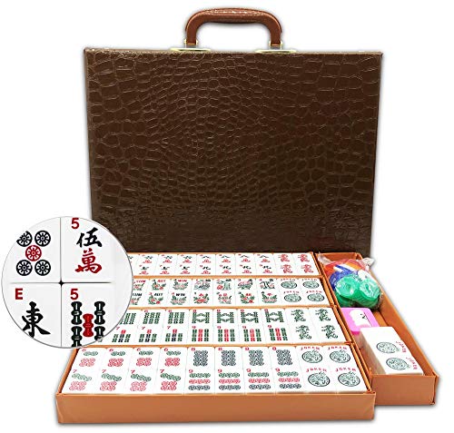 American Mahjong Game Set 166 White Engraved Tiles for Western Mah Jong, Mah jongg Play with Traveler Size Carrying Case, Dices, Chips, Manual,Win indicator. / Racks and Pushers not incldued