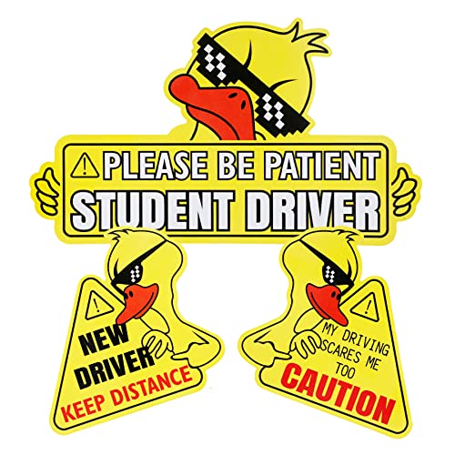 SINGARO New Driver Magnet for Car, 3pcs Cute Duck Car Magnets Student Driver Sign,Car Bumper Student Driver Reflective Sign,Car Exterior Accessories