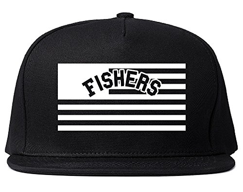 City of Fishers with United States Flag Snapback Hat Cap Black