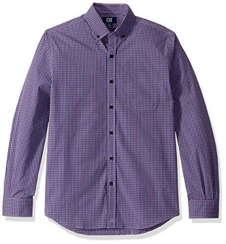 Cutter & Buck mens Long Sleeve Anchor Gingham Up Button Down Shirt, Majestic, Large US