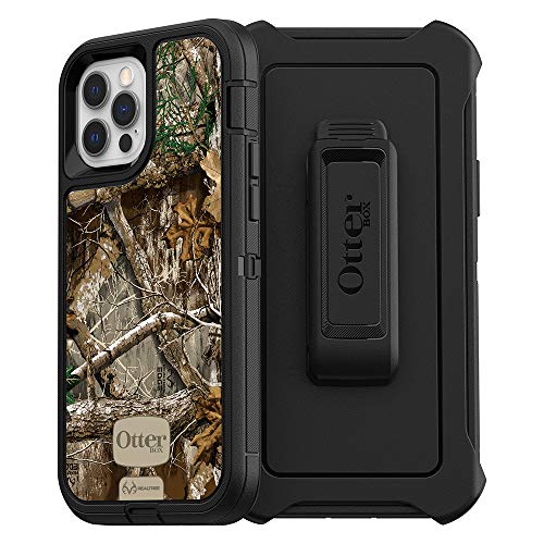 OtterBox IPhone 12 & IPhone 12 Pro Defender Series Case - REALTREE EDGE (BLACK/REALTREE EDGE GRAPHIC), Rugged & Durable, with Port Protection, Includes Holster Clip Kickstand