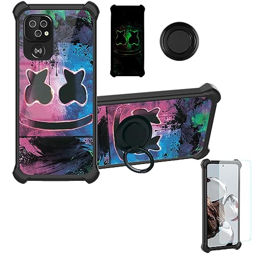 Aroepurt Case for Doro 8220 Case Compatible with Doro 8220 Phone Case Cover [with Tempered Glass Screen Protector][Hard PC + Soft Silicone][Ring Support] [Luminous Effect] YGH-BQ