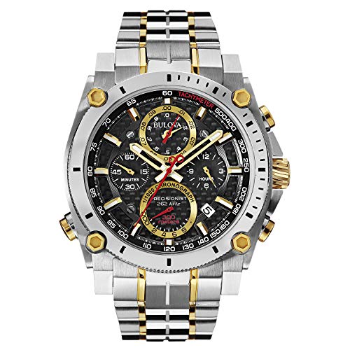 Bulova Men's Icon Precisionist Two-Tone Stainless Steel 8-Hand Chronograph with Gold and Red Accents Style: 98B228