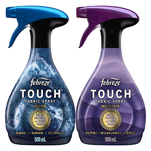 Febreze Touch Fabric Spray, Sneaker Balls Alternative, Couch Cleaner, Fabric Refresher Spray, Ocean & Mountain, 16.9 oz, Pack of 2