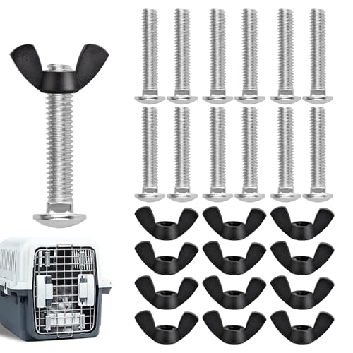 M6 Pet Carrier Fasteners Kennel Replacement Bolts for Plastic Cat Crate and Dog Crate Dog Kennel Accessories Cat Cage Carrier Parts(12 Set)