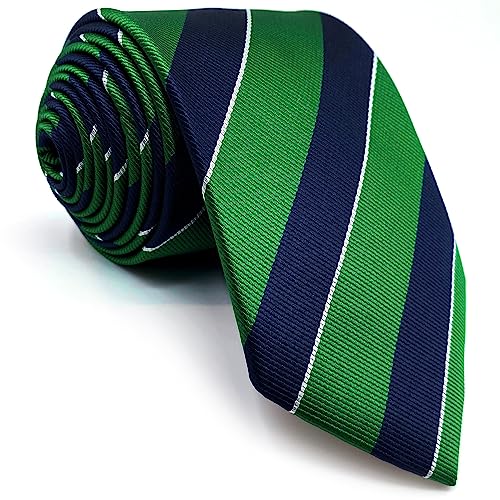 S&W SHLAX&WING Men's Ties Necktie Green Blue Stripe Classic Size 57.5'