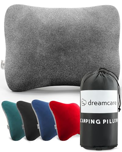 Camping Pillow, Memory Foam Travel Pillow, Camping Accessories - Small Pillow Camping Essentials Camping Pillows for Sleeping, Backpacking Pillow, Travel Pillows for Sleeping Airplane (Small, Grey)