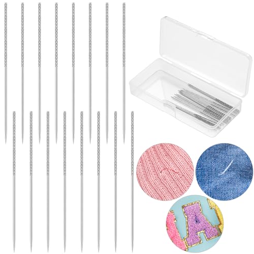 16 PCS Snag Repair Needle, Snag Fixer Needles, Thread Puller Needles for Snags, Snag Repair Tool for Woven Knitted Fabric Include Sweater Jeans (0.03 x 2.36 Inches)