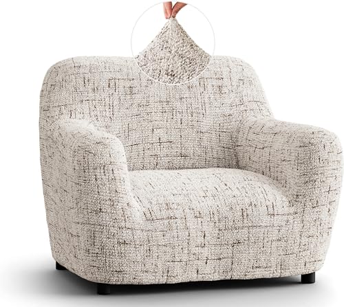 PAULATO BY GA.I.CO. Chair Cover - Stretch Armchair Slipcover - Armchair Cover for Pets and Kids - Soft Chair Slip Cover - Easy to Clean Chair Protector - Microfibra Print Collection - Rustic White