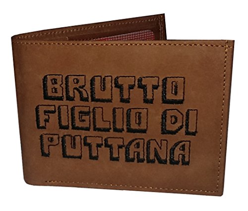 BMF Embroidered Genuine Leather Wallet Brown Italian Version