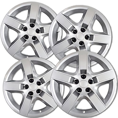 17 inch Hubcaps Compatible with 2008-2012 Chevrolet Malibu and 2007-2010 Pontiac G6 - Set of 4 Hub Cap Rim Covers for 17in Standard Steel Wheels - Screw On Lug - Silver
