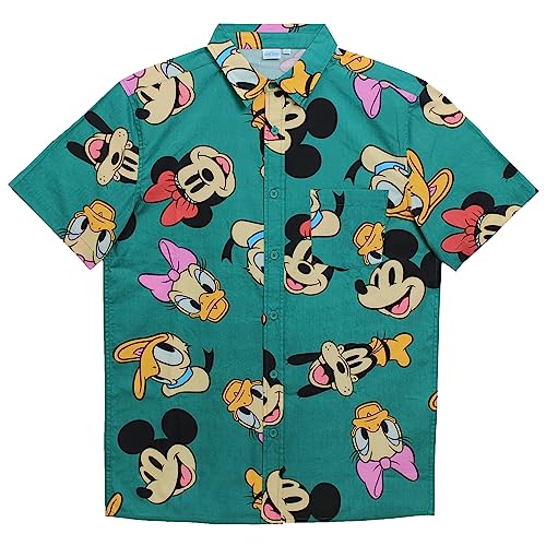 Disney Men's Mickey and Friends Button Down Shirt, Multi-Color