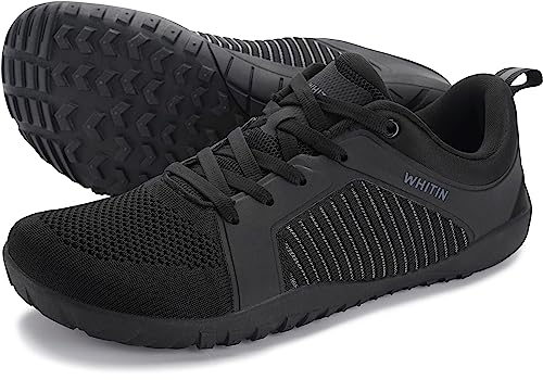 WHITIN Men's Barefoot Minimalist Shoes Zero Drop Trail Running Hiking Sneaker Cross Training Walking Gym Workout Lifting All Black 44