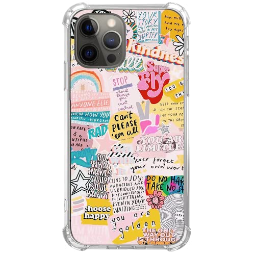 Nsydnbly Hippie Indie Aesthetic Quotes Collage Case Compatible with iPhone 12 and iPhone 12 Pro, Positive Quotes Case for iPhone 12 and iPhone 12 Pro for Teens Men and Women, Cool TPU Case Cover