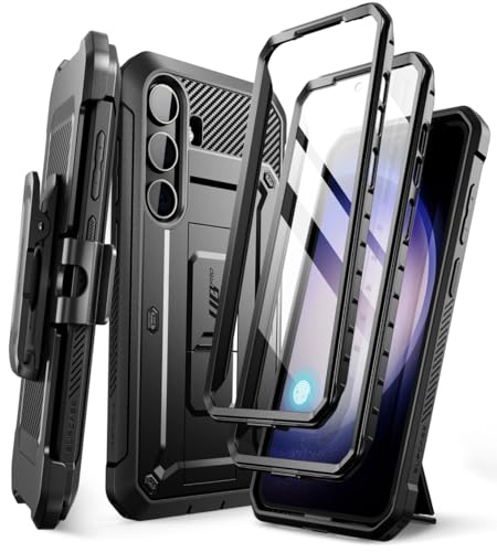 SUPCASE UB Pro Case for Samsung Galaxy S24, [2 Front Frames] [Military-Grade Protection] Heavy Duty Rugged Case with Built-in Screen Protector & Kickstand & Belt-Clip (Black)