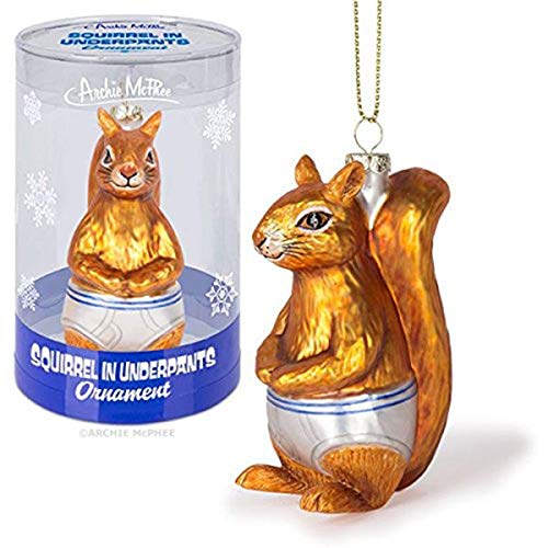 Mcphee Archie Accoutrements Ornament Squirrel in Underpants Glass Standard for Christmas
