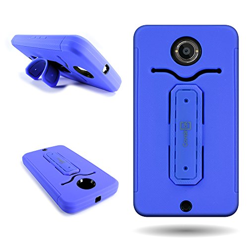 (Blue) Nexus 6 Hybrid Phone Case by CoverON Shockproof Protective Hybrid Cover with Snap Ring Kickstand