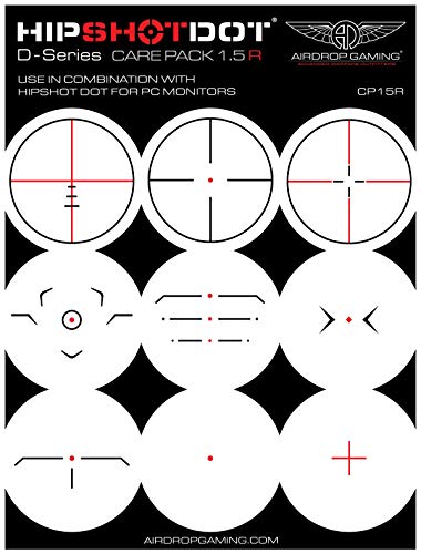 HipShotDot D-Series Care Pack - Reusable Transparent Aim Sight Assist TV Decals - Gaming Television or Monitor Decal for FPS Video Games Compatible with PC, Xbox & Playstation (1.5 Red)